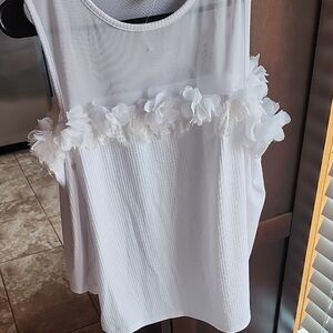 Cato White Floral Embellished Blouse Cold Shoulder